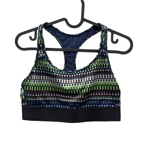 VICTORIA SPORT Sports Bra Women Size M Colorful Striped Mesh Lined Band Gym Yoga